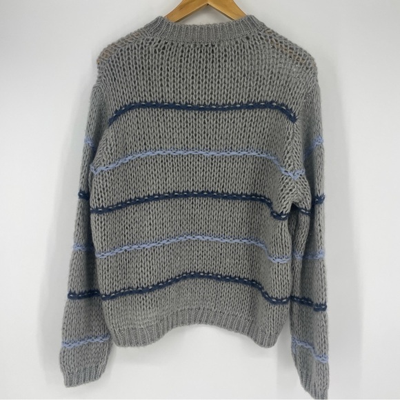 VICARIO CINQUE CREW-NECK MOHAIR SWEATER STRIPES GREY MARADA S/M oversized fit - Picture 9 of 12